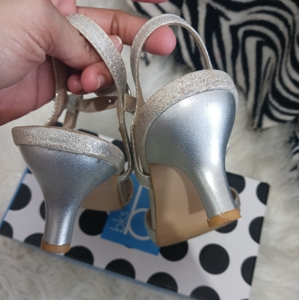 Bks Bakers Women silver rhinestone sandal heels - Picture 9 of 12